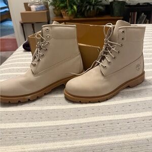 Timberland Linden Woods 6-Inch Waterproof Boots beige cream Nubuck hiking 10